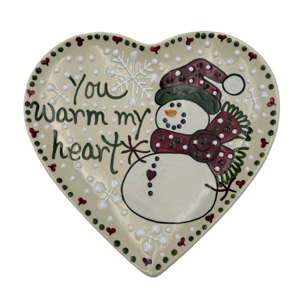 Expressly yours vintage snowman plate hand painted ceramic you warm my heart - Picture 1 of 5